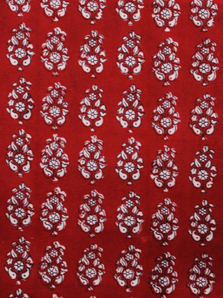 Red Black Beige Bagh Printed Cotton Fabric Per Meter - F005F1712