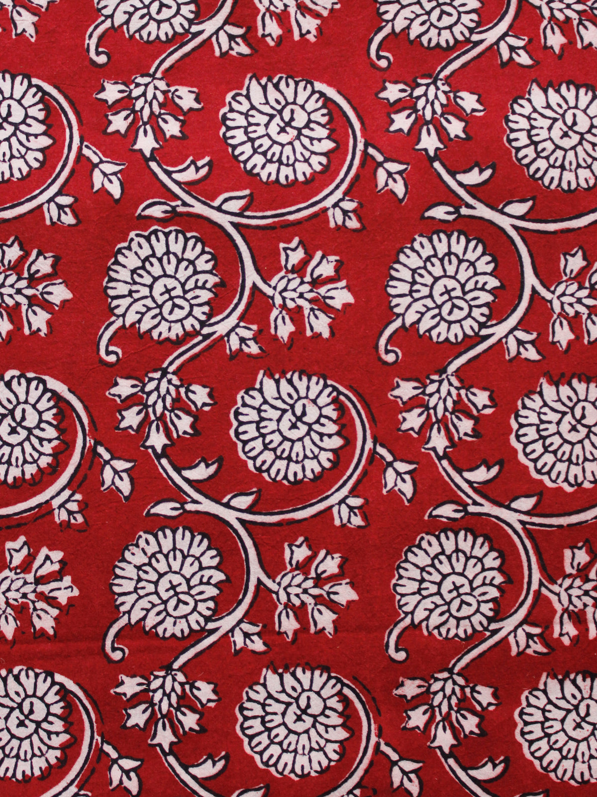 Red Black Beige Bagh Printed Cotton Fabric Per Meter - F005F1714