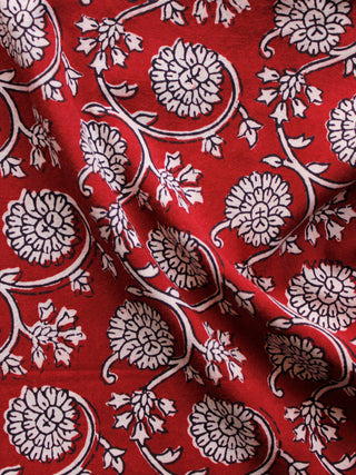 Red Black Beige Bagh Printed Cotton Fabric Per Meter - F005F1714