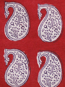 Red Black Beige Bagh Printed Cotton Fabric Per Meter - F005F1716