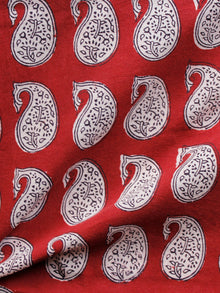 Red Black Beige Bagh Printed Cotton Fabric Per Meter - F005F1716