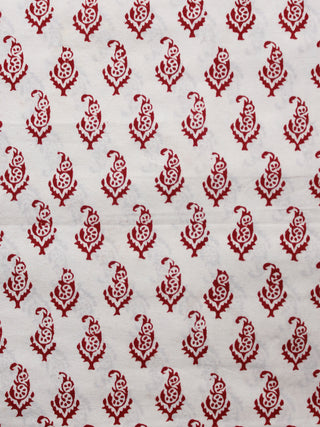 Beige Maroon Bagh Printed Cotton Fabric Per Meter - F005F1719