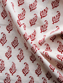 Beige Maroon Bagh Printed Cotton Fabric Per Meter - F005F1719