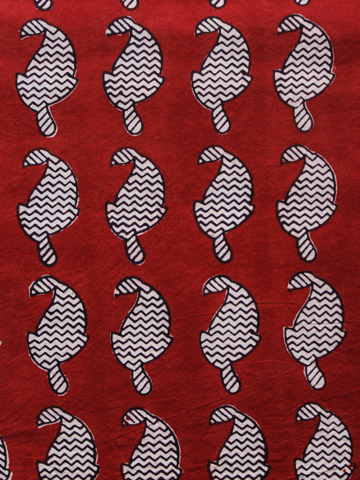Brick Red Black Ivory Bagh Printed Cotton Fabric Per Meter - F005F1720
