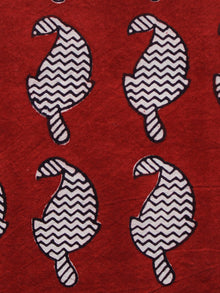 Brick Red Black Ivory Bagh Printed Cotton Fabric Per Meter - F005F1720