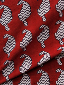 Brick Red Black Ivory Bagh Printed Cotton Fabric Per Meter - F005F1720