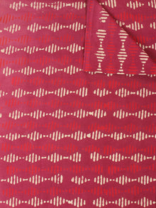 Red Beige Natural Dyed Hand Block Printed Cotton Fabric Per Meter - F0916219