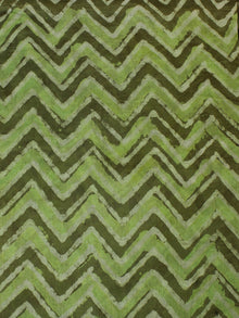 Green Grey Ivory Hand Block Printed Chanderi Silk Fabric Per Meter - F0916196