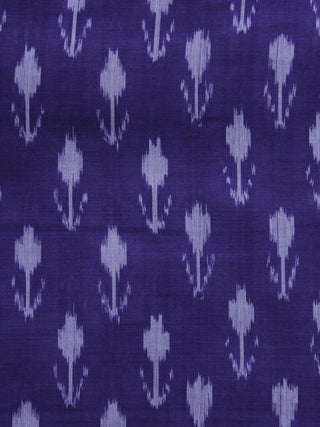 Purple Ivory Pochampally Hand Weaved Ikat Mercerised Cotton Fabric Per Meter - F002F1032