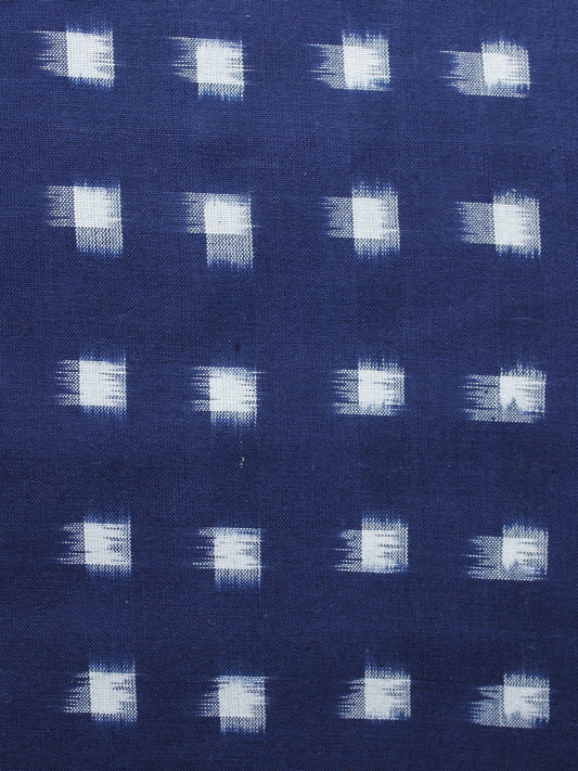 Indigo White Pochampally Hand Weaved Double Ikat Fabric Per Meter - F003F1225