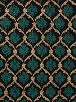 Navy Blue Green Gold Hand Block Printed Cotton Fabric Per Meter - F001F2005