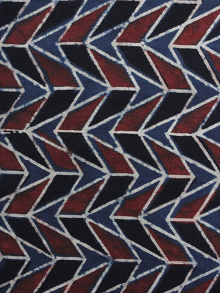 Blue Black Maroon Ajrakh Printed Cotton Fabric Per Meter - F003F1171