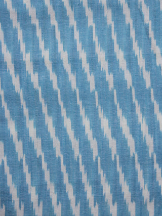 Turquoise Ivory Pochampally Hand Woven Ikat Fabric Per Meter - F002F914
