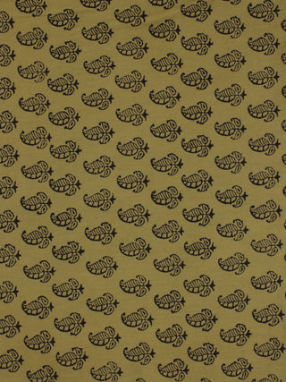 Olive Green Black Bagh Printed Cotton Fabric Per Meter - F005F2067