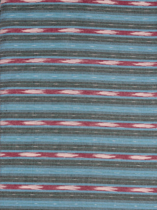 Grey Blue Maroon Ivory Pochampally Hand Weaved Ikat Fabric Per Meter - F0916727