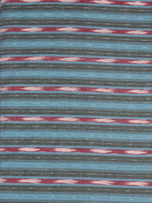 Grey Blue Maroon Ivory Pochampally Hand Weaved Ikat Fabric Per Meter - F0916727