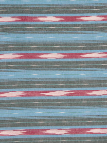 Grey Blue Maroon Ivory Pochampally Hand Weaved Ikat Fabric Per Meter - F0916727