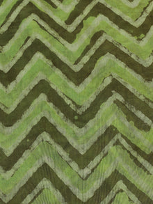 Green Grey Ivory Hand Block Printed Chanderi Silk Fabric Per Meter - F0916196