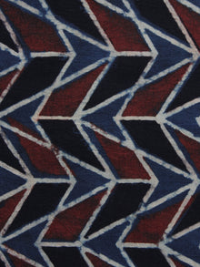 Blue Black Maroon Ajrakh Printed Cotton Fabric Per Meter - F003F1171