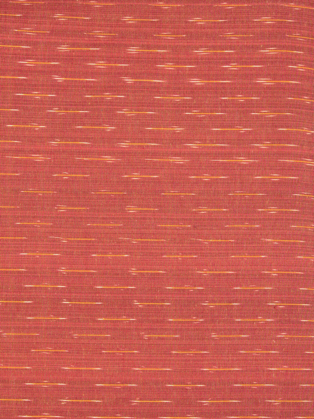 Copper Red Yellow Hand Woven Ikat Handloom Cotton Fabric Per Meter - F002F2434