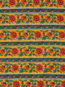 Mustard Green Red Block Printed Cotton Fabric Per Meter - F001F2254