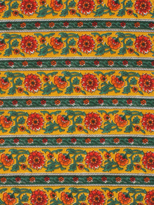 Mustard Green Red Block Printed Cotton Fabric Per Meter - F001F2254