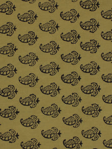 Olive Green Black Bagh Printed Cotton Fabric Per Meter - F005F2067