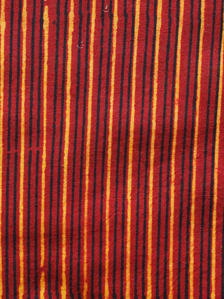 Red Yellow Black Ajrakh Hand Block Printed Cotton Blouse Fabric - BPA0119