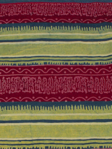 Green Maroon Ivory Ajrakh Block Printed Cotton Fabric Per Meter - F0916687