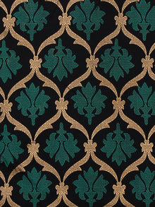 Navy Blue Green Gold Hand Block Printed Cotton Fabric Per Meter - F001F2005
