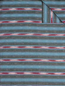 Grey Blue Maroon Ivory Pochampally Hand Weaved Ikat Fabric Per Meter - F0916727