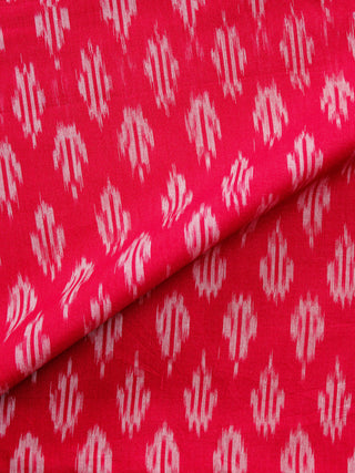 Red Grey Pochampally Hand Weaved Ikat Mercerised  Fabric Per Meter - F002F1416