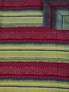 Green Maroon Ivory Ajrakh Block Printed Cotton Fabric Per Meter - F0916687