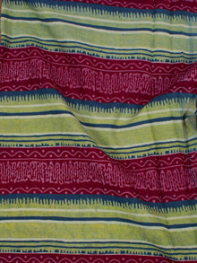 Green Maroon Ivory Ajrakh Block Printed Cotton Fabric Per Meter - F0916687