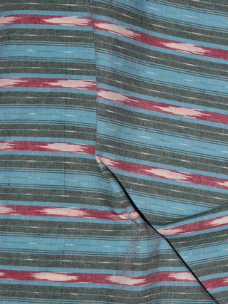 Grey Blue Maroon Ivory Pochampally Hand Weaved Ikat Fabric Per Meter - F0916727