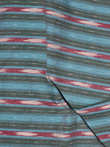 Grey Blue Maroon Ivory Pochampally Hand Weaved Ikat Fabric Per Meter - F0916727