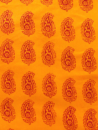 Orange Maroon Bagh Printed Cotton Fabric Per Meter - F005F1722