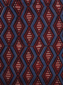 Maroon Indigo Ivory Ajrakh Hand Block Printed Cotton Blouse Fabric - BPA016