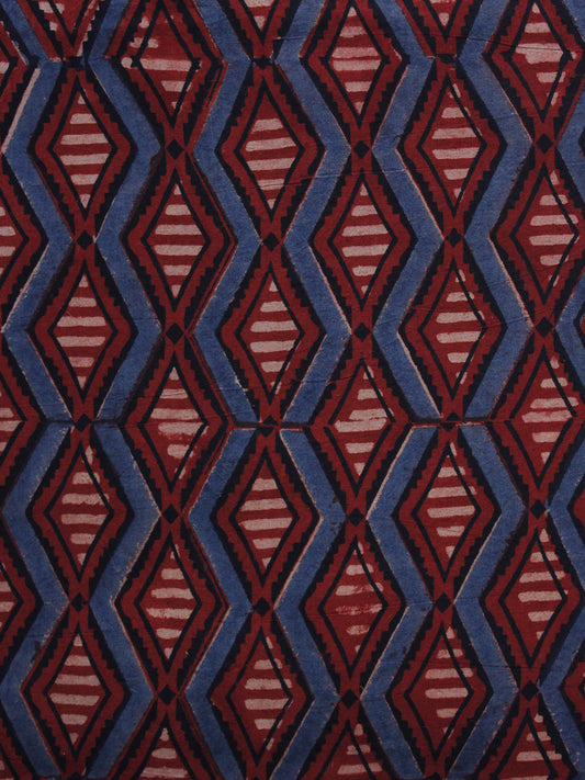 Maroon Indigo Ivory Ajrakh Hand Block Printed Cotton Blouse Fabric - BPA016