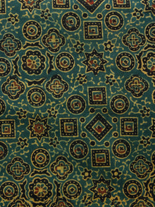 Green Black Mustard Rust Ajrakh Printed Cotton Fabric Per Meter - F003F1520