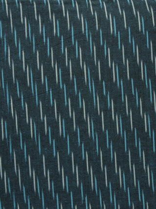 Turquoise Ivory Grey Pochampally Hand Woven Ikat Fabric Per Meter - F002F915