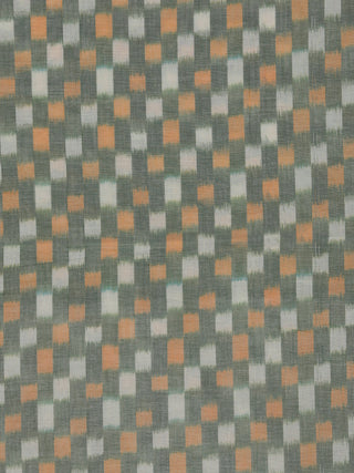 Green Orange White Hand Weaved Ikat Mercerised Cotton Fabric Per Meter - F002F1750