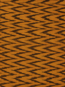 Mustard Black Pochampally Hand Weaved Ikat Fabric Per Meter - F002F860