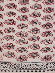 White Black Red Bagh Printed Cotton Fabric Per Meter - F005F2068