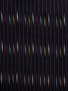 Black Red  Blue Grey Pochampally Hand Weaved Ikat Fabric Per Meter - F003F1228