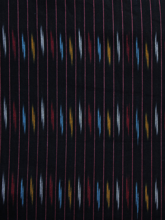 Black Red  Blue Grey Pochampally Hand Weaved Ikat Fabric Per Meter - F003F1228
