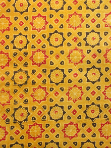 Yellow Black Red Ajrakh Hand Block Printed Cotton Fabric Per Meter - F003F1590