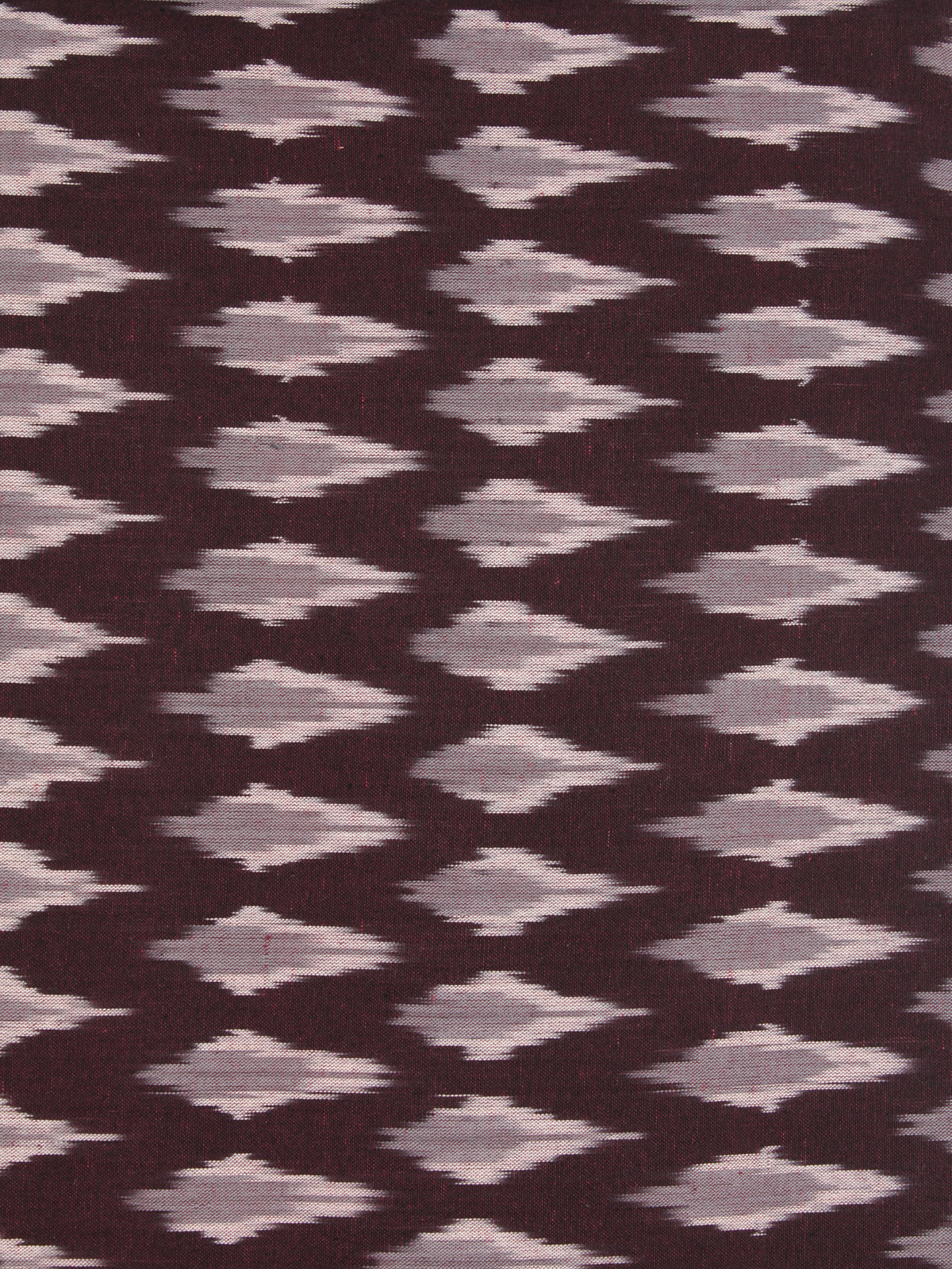 Deep Maroon Ivory Hand Woven Ikat Handloom Cotton Fabric Per Meter - F002F2433