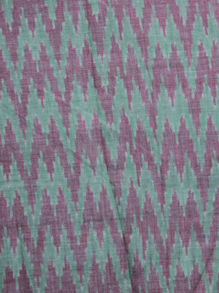 Green Rust Pochampally Hand Weaved Ikat Mercerised Cotton Fabric Per Meter - F002F1033