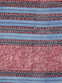 Teal Blue Rosewood pink Hand Block Printed Cotton Fabric Per Meter - F001F2339